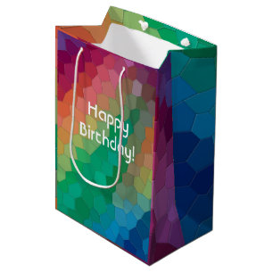 Elegant, Modern Rainbow Colours Mosaic Art Birthda Medium Gift Bag