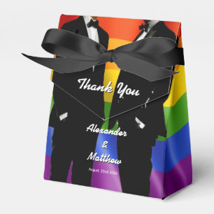 Elegant Modern Rainbow Gay Men Wedding Favour Box