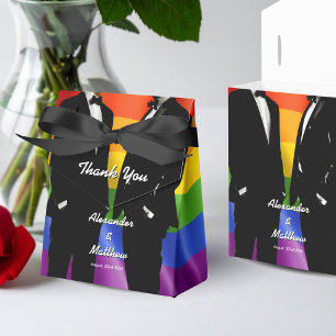Elegant Modern Rainbow Gay Men Wedding Favour Box