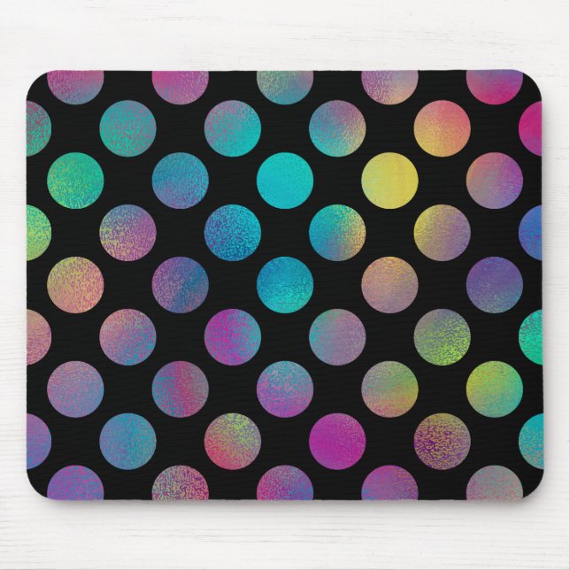 Elegant Modern Rainbow Polka Dots Pattern | Mouse Mat (Front)