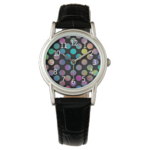Elegant Modern Rainbow Polka Dots Pattern   Watch