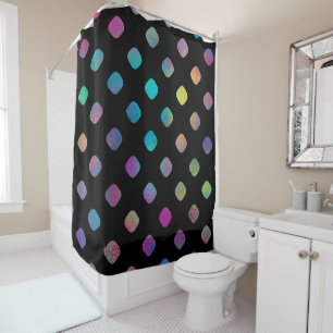 Elegant Modern Rainbow Rounded Tiles Pattern   Shower Curtain