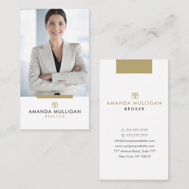 Elegant Modern Real Estate Agent Business Card  (Front/Back)