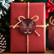 Elegant Modern Red and Gold Reindeer Christmas