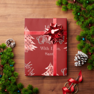 Elegant Modern Red Christmas Tree Wrapping Paper