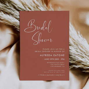 Elegant & modern Red clay Bridal shower Invitation