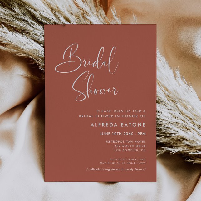 Elegant & modern Red clay Bridal shower Invitation (Creator Uploaded)