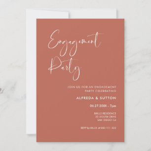 Elegant & modern Red clay Engagement party Invitation