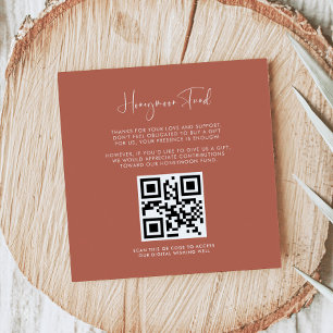 Elegant & modern Red Clay Honeymoon fund QR code Enclosure Card