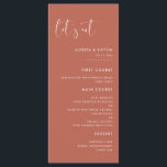 Elegant & modern Red clay Let's eat wedding Menu<br><div class="desc">Let's eat! Wedding or reception party menu. A modern typography and a trendy terracotta,  clay and peach colour palette for your wedding stationery: choose this simple and elegant wedding suite. Fully customisable: you can change the background as well as the text colour as you like.</div>
