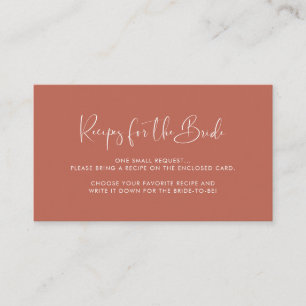 Elegant & modern Red clay Recipe request card