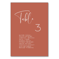 Elegant & modern Red clay seating chart cards
