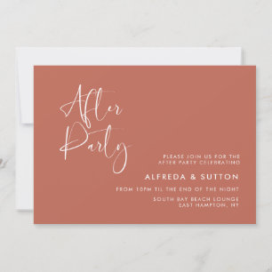 Elegant & modern Red clay wedding after party Invitation