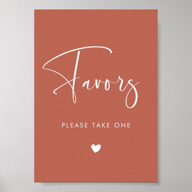 Elegant & Modern Red clay wedding Favours sign (Front)