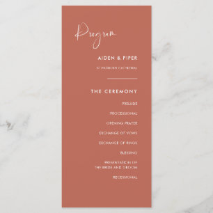 Elegant & modern Red clay wedding program Programme