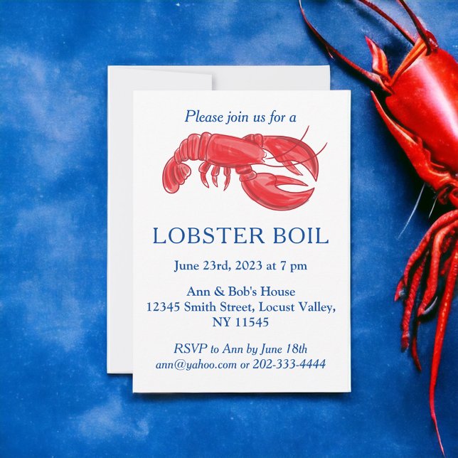 Elegant Modern Red Lobster Boil Party Invitation (Creator Uploaded)
