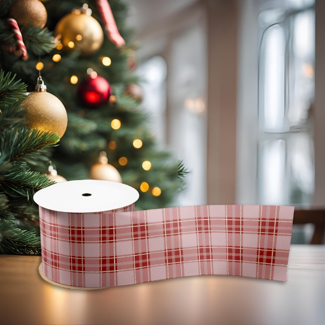 Elegant Modern Red Plaid Satin Ribbon (Elegant Modern Red Plaid Satin Ribbon)