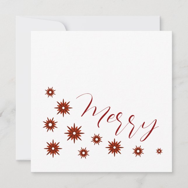 Elegant Modern Red Star Merry Christmas Holiday Card (Front)