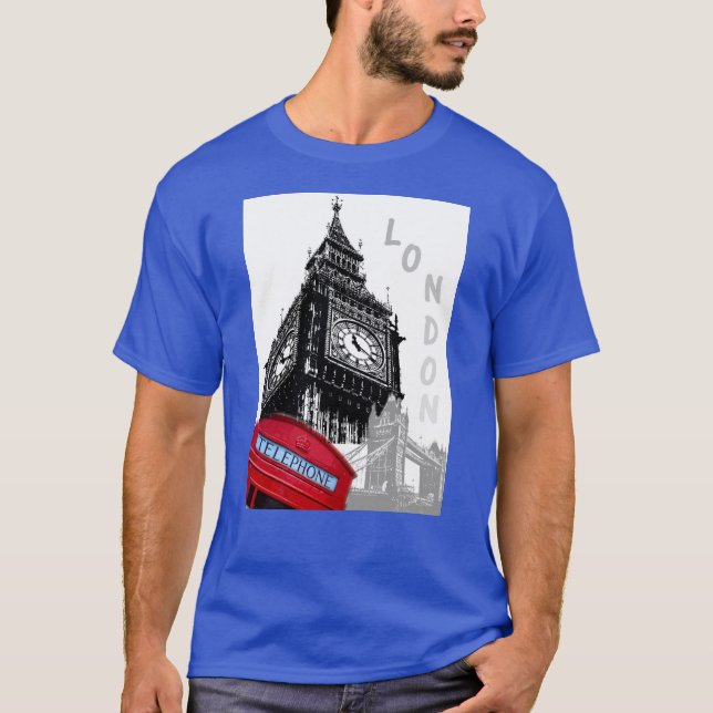 Elegant Modern Red Telephone Box London Big Ben T-Shirt (Front)