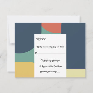 Elegant Modern Retro Colourful Abstract Art Weddin RSVP Card