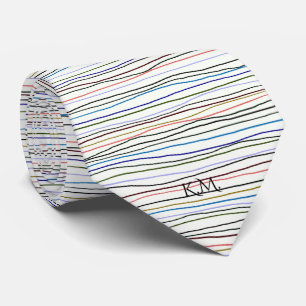 Elegant Modern Retro Geometric Linnear Monogram Tie
