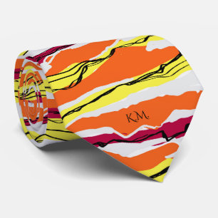 Elegant Modern Retro Geometric Linnear Monogram Tie