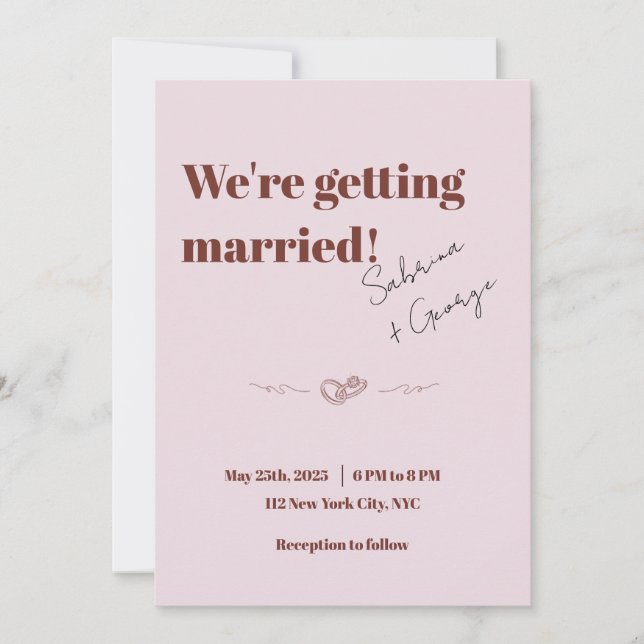 Elegant Modern Retro Handwritten Wedding Invitation (Front)