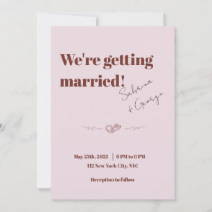 Elegant Modern Retro Handwritten Wedding Invitation