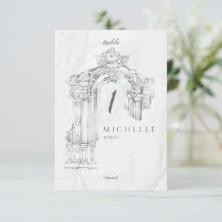 Elegant Modern Roman Minimalist Table Card
