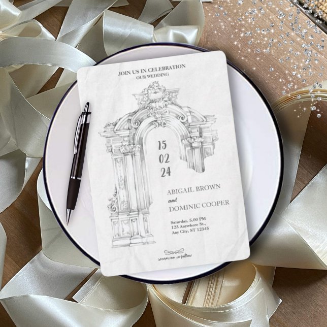 Elegant Modern Roman Minimalist Wedding Invitation (Creator Uploaded)