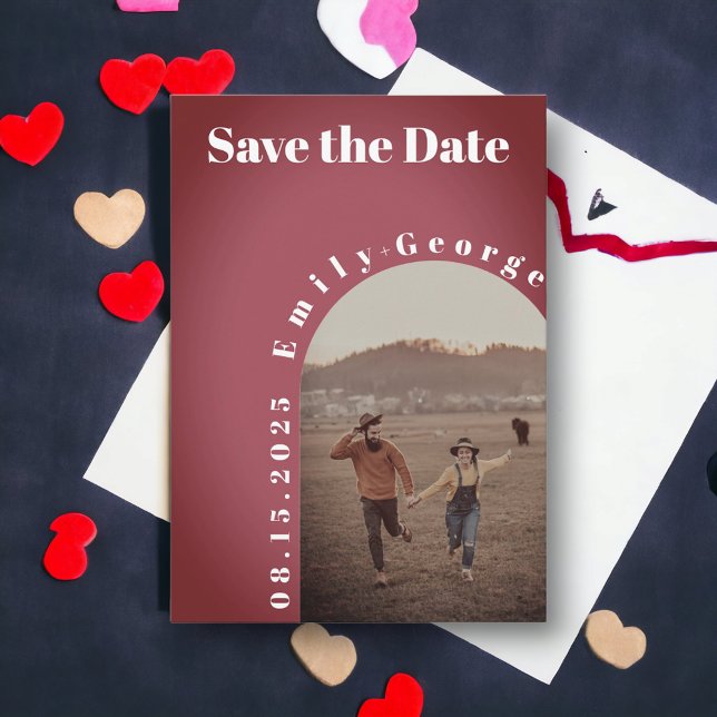 Elegant Modern Romantic Couple Arch Photo Wedding Save The Date (Creator Uploaded)