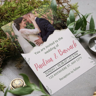 Elegant Modern Romantic Minimalist Photo Wedding Invitation