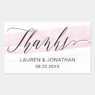 Elegant, Modern, Rose Blush and Black Wedding Rectangular Sticker
