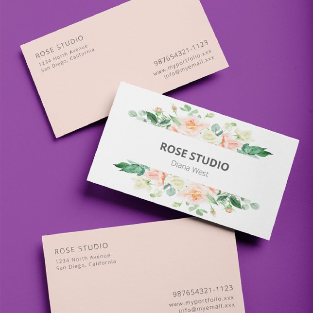 Elegant Modern Rose Floral Business Card (Creator Uploaded)