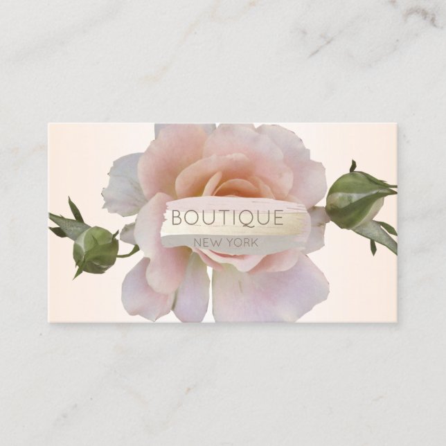 Elegant Modern , Rose Flower, Brush Stroke Business Card (Front)