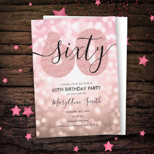Elegant Modern Rose Gold 60th Birthday Party Invitation
