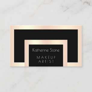 Elegant modern rose gold black makeup artist business card