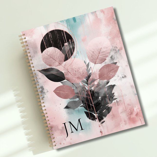 Elegant Modern Rose-Gold Botanical Monogram Planner (Custom Elegant Modern Rose-Gold Botanical Monogram Planner)