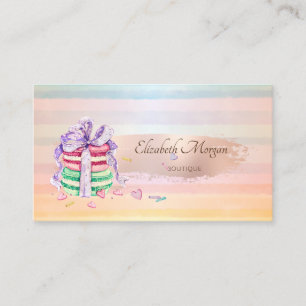 Elegant Modern, Rose Gold Brush Stroke Macarons Business Card