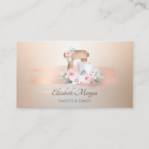 Elegant Modern,Rose Gold Brush Stroke Mixer Flower Business Card