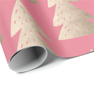 Elegant modern rose gold Christmas tree pattern Wrapping Paper