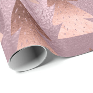 Elegant modern rose gold Christmas tree pattern Wrapping Paper