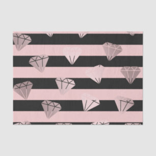 Elegant modern rose gold diamond stripe pattern tissue paper