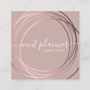 Elegant modern rose gold event planner  square business card