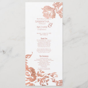 Elegant Modern Rose Gold Floral Wedding Programs Programme