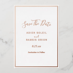 Elegant Modern Rose Gold Foil Save The Date Card