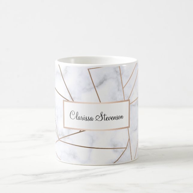 elegant modern rose gold geometric white marble coffee mug (Center)