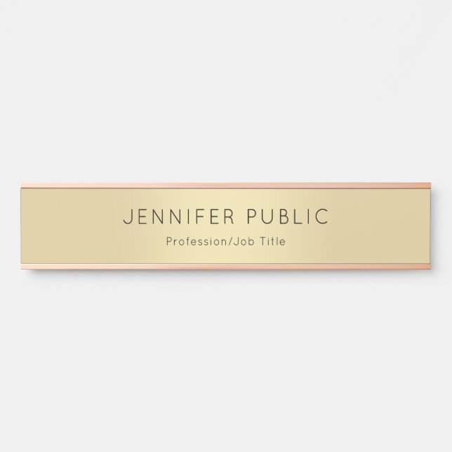 Elegant Modern Rose Gold Glamour Template Trendy Door Sign (Front)