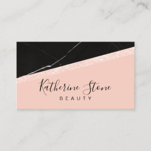 Elegant modern rose gold glitter black marble business card