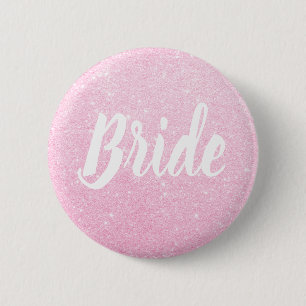 Elegant & modern rose gold glitter bride wedding 6 cm round badge